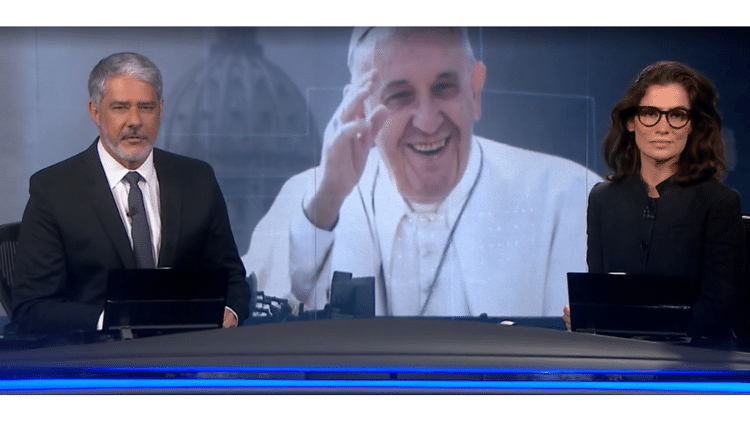 Jornal Nacional, da Globo, no dia da morte do papa Francisco Jornal Nacional, da Globo, no dia da morte do papa Francisco