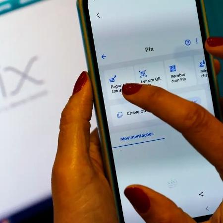 Aplicativo bancário exibindo pagamento com Pix