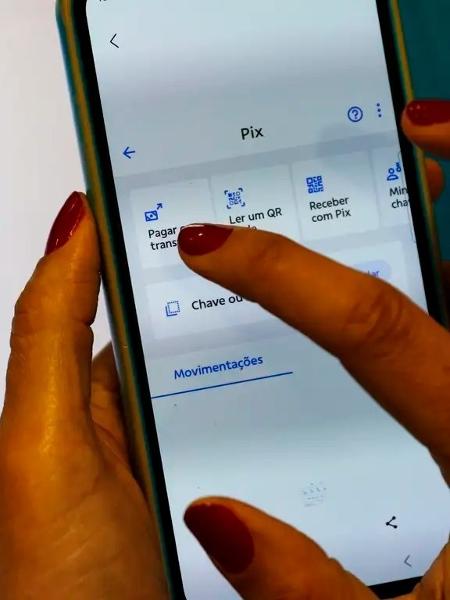 Aplicativo bancário exibindo pagamento com Pix Aplicativo bancário exibindo pagamento com Pix