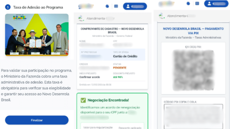 Capturas de página falsa do Novo Desenrola Brasil