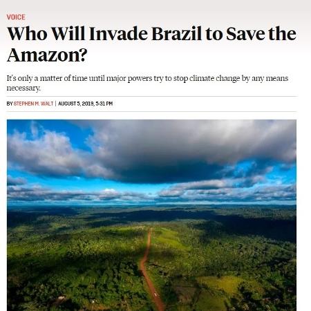 Artigo da revista Foreign Policy sobre a invasão da Amazônia - Reprodução