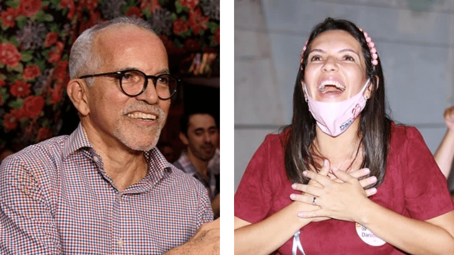 Edvaldo Pereira (PDT) e Delegada Danielle (Cidadania) concorrem à prefeitura de Aracaju - Reprodução/Facebook/Arte-UOL