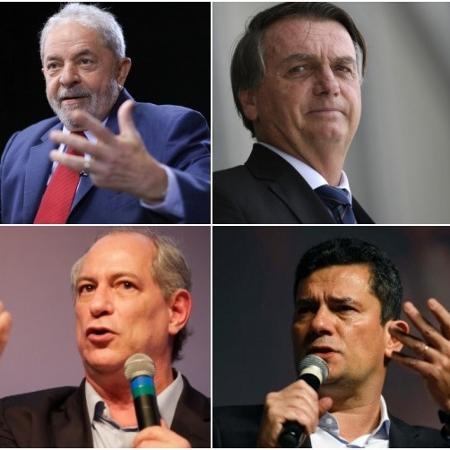 Lula, Bolsonaro, Ciro e Moro  - Ricardo Stuckert, Alice Vergueiro/Estadão Conteúdo, Denis Ferreira Neto/Agência Estado 