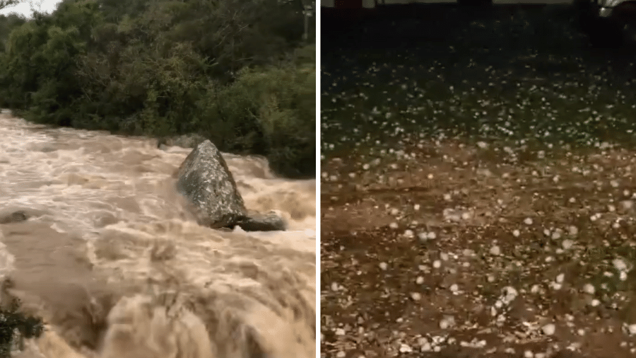 Moradores do Rio Grande do Sul registraram cheias de rios e granizo 'gigante'