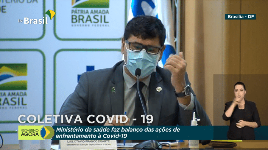 12.mar.21 - Coletiva de imprensa do Ministério da Saúde - Reprodução/TVBrasil