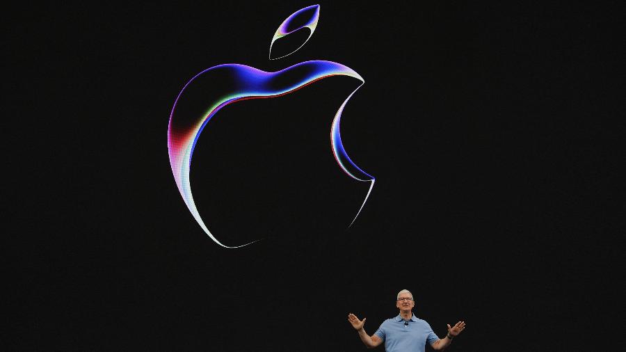 Tim Cook, CEO da Apple, durante apresentação da WWDC 2023 - Loren Elliott/Reuters
