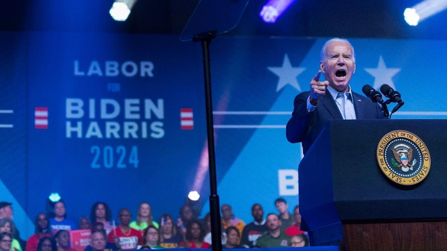 O presidente Joe Biden defendeu sua reeleição em 2024 a sindicalistas - Tom Brenner/Reuters