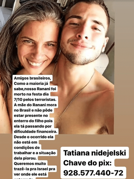 Tatiana Nidejelski, mãe de Ranani Glazer, brasileiro que foi morto em uma rave em Israel