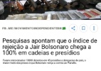 Pesquisa que indicaria rejeição a Bolsonaro entre presos não foi feita - Reprodução/Facebook