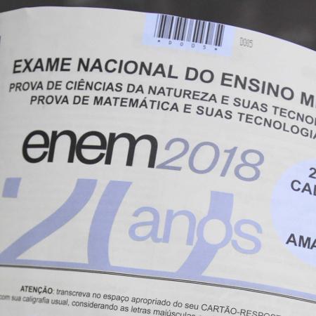 Caderno de questões do segundo dia da edição 2018 do Enem - Ronaldo Silva/Futura Press/Estadão Conteúdo