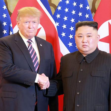 O líder norte-coreano, Kim Jong Un, e o presidente dos EUA, Donald Trump - KCNA VIA KNS/AFP