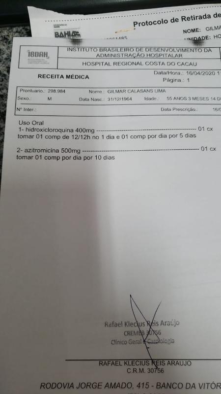 Família diz que medicamentos foram prescritos por outro médico - Reprodução - Reprodução