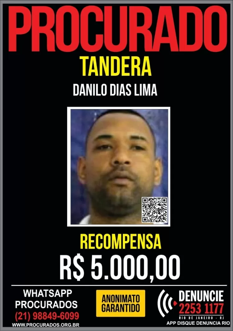 Disque Denúncia aumentou para R$ 5 mil o valor da recompensa por informações de Danilo Dias Lima, o Tandera - Divulgação - Divulgação
