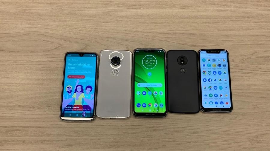 Aparelhos da linha Moto G7, lançadas no começo deste ano - Lilian Ferreira/UOL