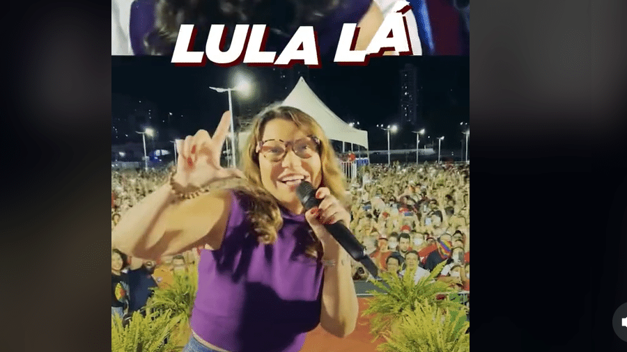 Janja canta o jingle "Lula lá" no primeiro vídeo do petista em sua conta oficial do TikTok. - TikTok/ luladasilvaoficial