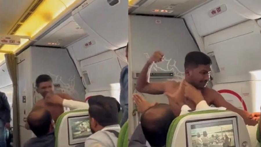 Homem foi flagrado agredindo outro passageiro a bordo de um avião da Biman Bangladesh - Reprodução/Twitter