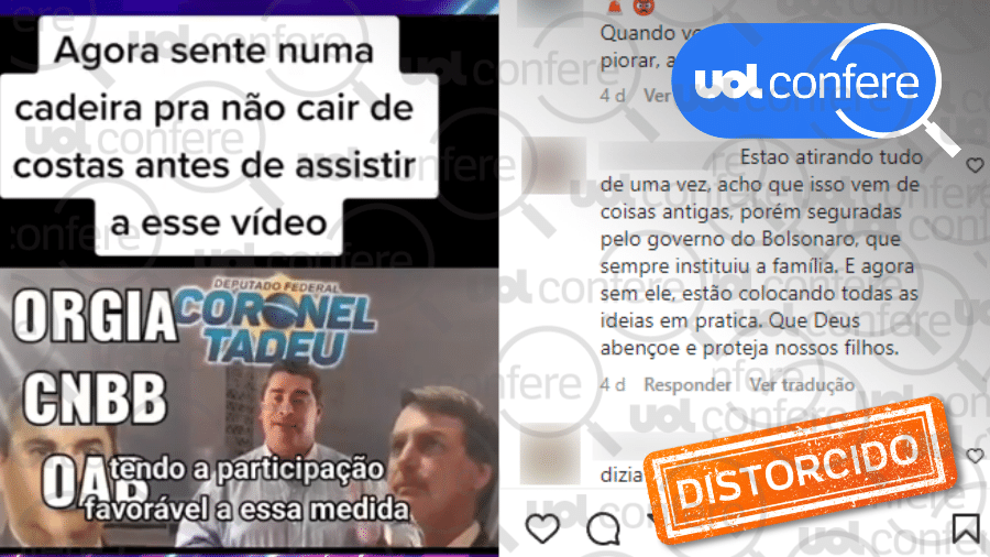 20.mar.2023 - Além de antigo, vídeo gravado pelo Coronel Tadeu distorce uma resolução do Conanda sobre visita íntima - Reprodução/Instagram