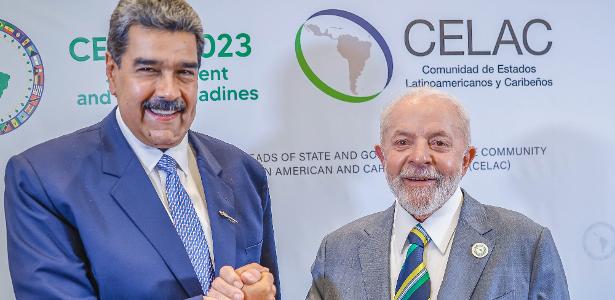 Maduro e Lula após reunião bilateral, em 1/3
