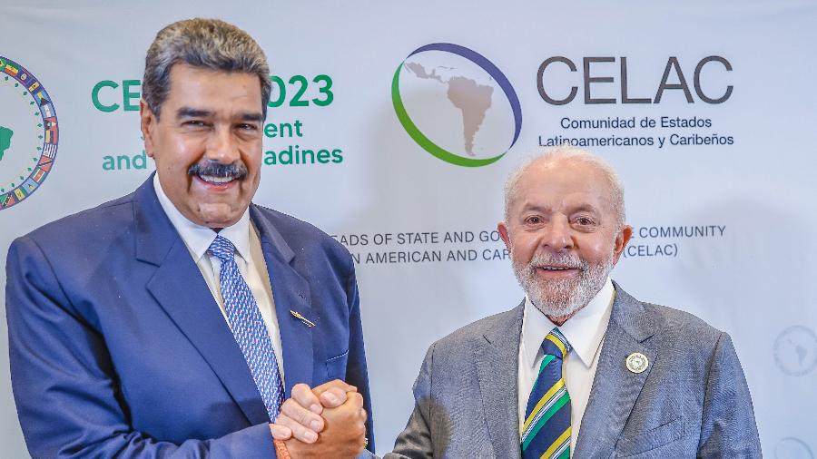 Maduro e Lula após reunião bilateral, em 1/3