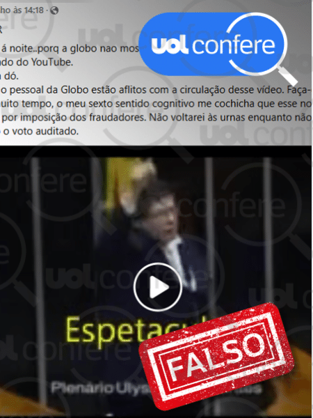 28.jun.2024 - Post diz que vídeo do ex-deputado Fernando Chiarelli foi "retirado do YouTube", mas cena ocorreu em ano anterior à criação do canal da Câmara no YouTube