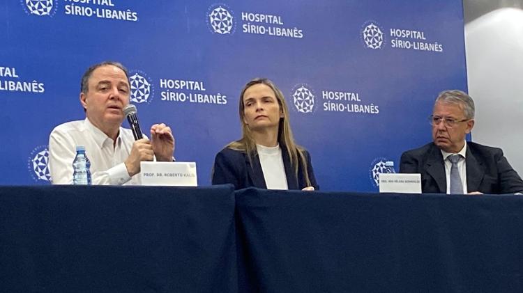 Médicos de Lula concedem entrevista coletiva no Hospital Sírio-Libanês, em São Paulo