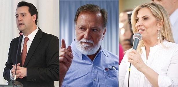 Ratinho Jr (e), Osmar Dias (c) e Cida Borghetti disputarão o governo