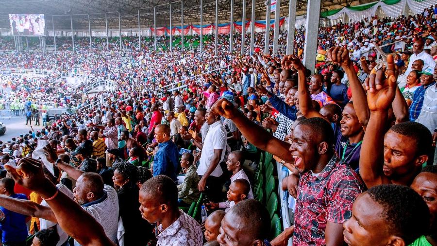 12.fev.2019 - Apoiadores do presidente da Nigéria Muhammadu Buhari durante um comício de campanha - Presidência da Nigéria via Reuters