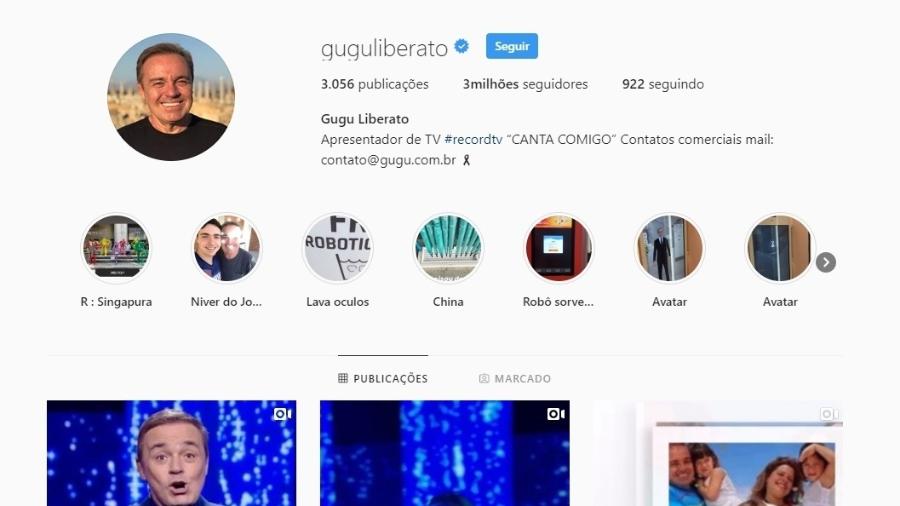 O Instagram de Gugu Liberato ganhou mais de 1 milhão de seguidores desde o anúncio do acidente com o apresentador - Reprodução / Internet