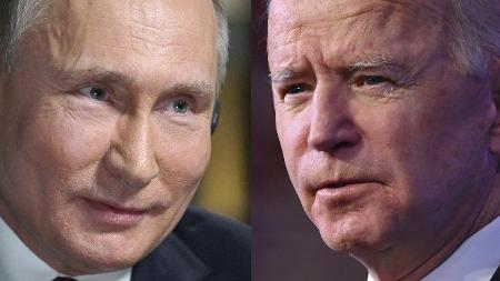 O presidente da Rússia, Vladimir Putin, e o presidente dos EUA, Joe Biden - Angela Weiss e Alexey Druzhinin/AFP - Angela Weiss e Alexey Druzhinin/AFP