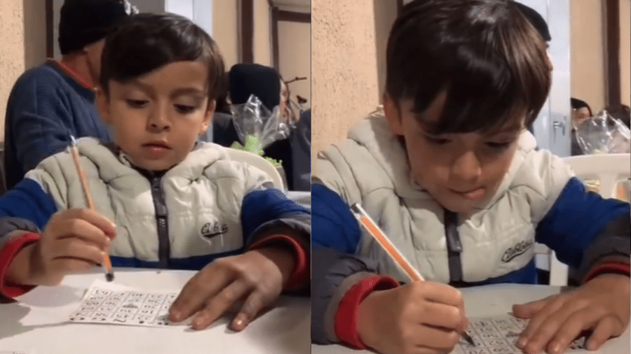 Heitor, de 7 anos, se empolgou em bingo com a tia - Reprodução/Instagram