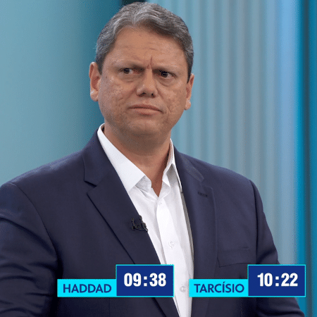 Tarcísio de Freitas (Republicanos), candidato ao governo de São Paulo, participa do debate da TV Globo - Reprodução/TV Globo