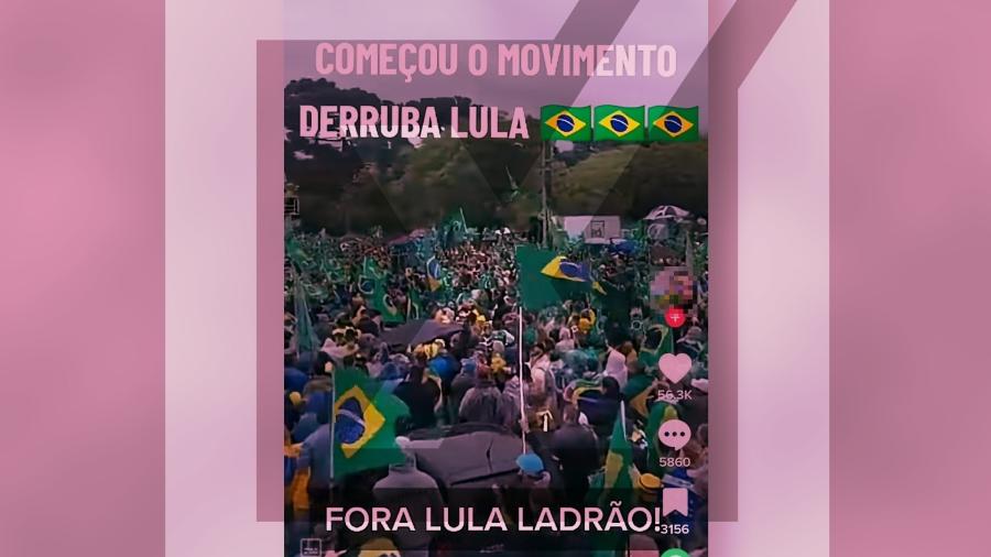 12.mai.2023 - As imagens que aparecem no vídeo exibem cenas de manifestações ocorridas entre 2 e 5 de novembro de 2022, após a divulgação da vitória de Lula.  - Projeto Comprova