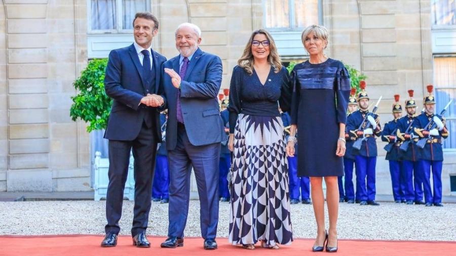 Presidente Lula e Janja, primeira-dama, em jantar oferecido pelo líder francês Emmanuel Macron e Brigitte Macron - Divulgação/Ricardo Stuckert
