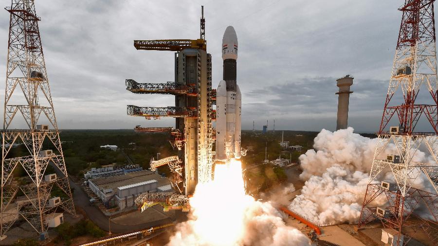 22.jul.2019 - Foguete da missão Chandrayaan-2 é lançado - Divulgação - 22.jul.2019/ISRO