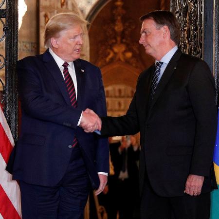 Presidente dos EUA, Donald Trump, e presidente Jair Bolsonaro em encontro na Flórida - TOM BRENNER