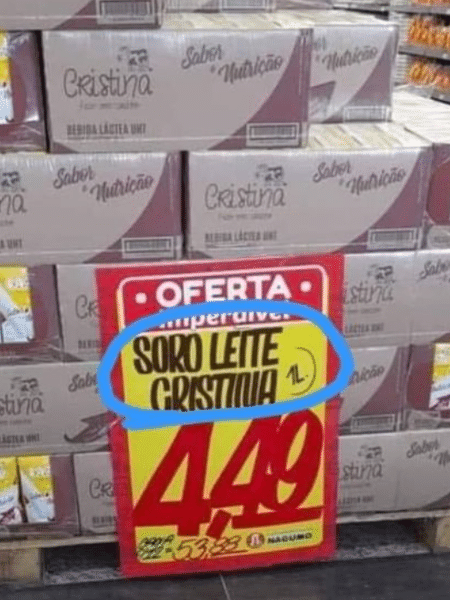 Supermercado em São Paulo vende soro de leite - Reprodução