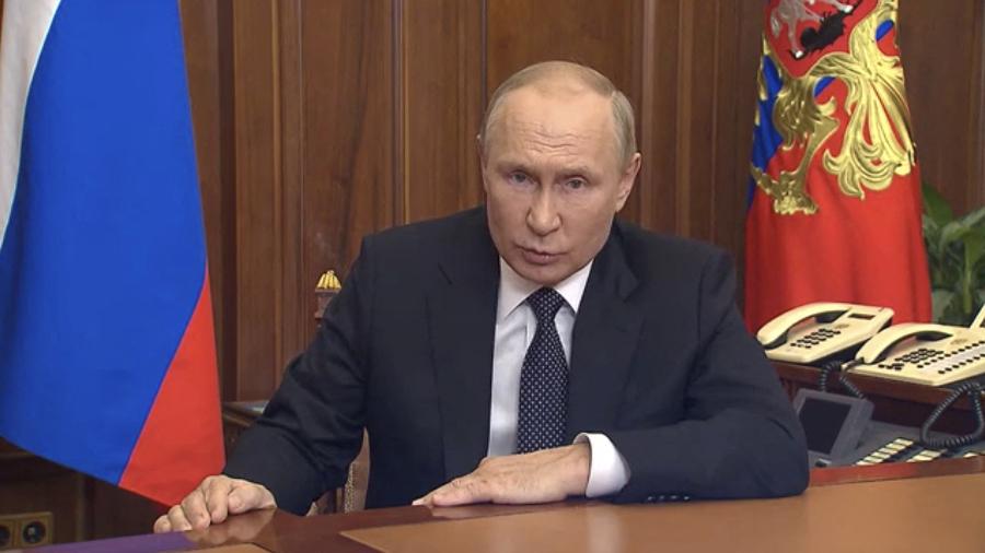 Presidente da Rússia, Vladimir Putin, durante anúncio de convocatória "parcial"  - SPUTNIK/via REUTERS
