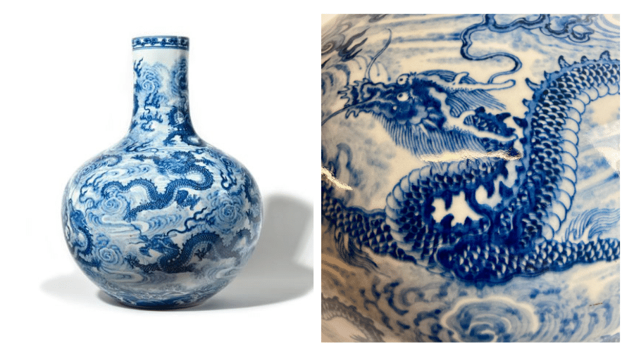 Um especialista avaliou o vaso como sendo um exemplar do século 20, mas os participantes acreditavam ser uma peça do século 18 - Reprodução/Osenat Auction