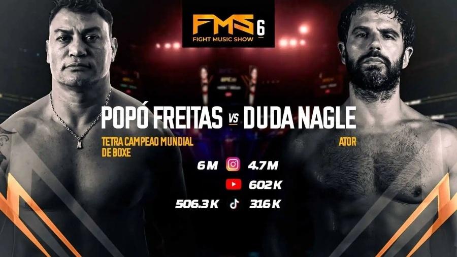 Fight Music Show 6 terá luta entre Popó Freitas e Duda Nagle - Reprodução/Fight Music Show