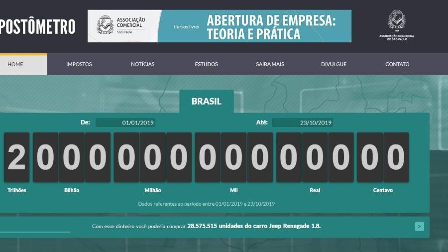 Impostômetro chega a R$ 2 trilhões em 2019  - Reprodução 