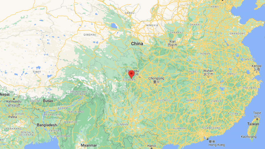 Terremoto na província de Sichuan, na China, deixou ao menos um morto - Reprodução/Google Maps