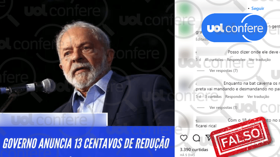 22.mai.2023 - Redução anunciada pela Petrobras foi de R$ 8,97 - Reprodução/Instagram