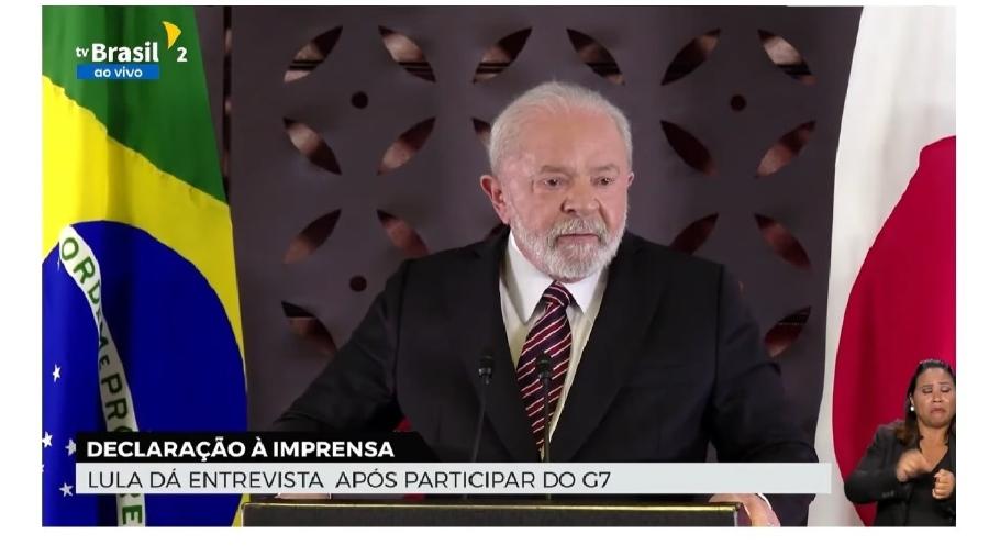 Lula durante entrevista coletiva em Hiroshima: palavras sensatas sobre guerra, meio ambiente e economia - Reprodução