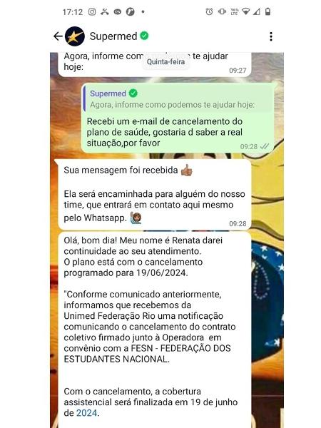 Em conversa na quinta passada, data posterior ao acordo com deputados, atendente confirma cancelamento de plano