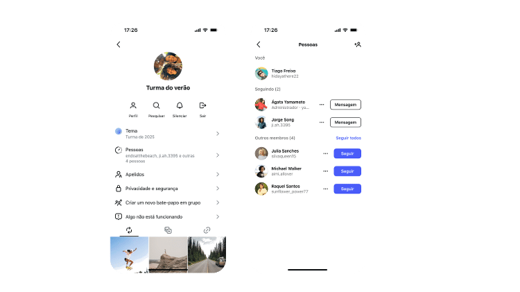 Função de seguir todos em um grupo de mensagens no Instagram Função de seguir todos em um grupo de mensagens no Instagram