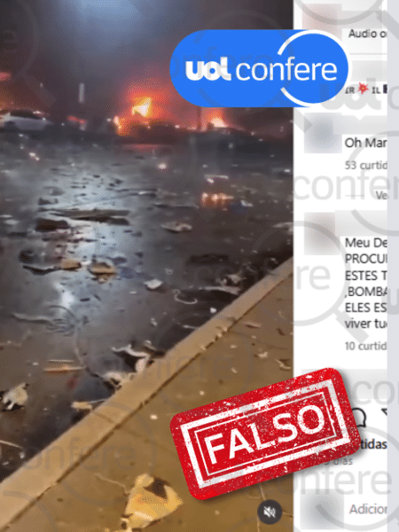 18.jun.2025 - Cenas são de queda de avião nos EUA, e não de ataque do Irã a Israel 18.jun.2025 - Cenas são de queda de avião nos EUA, e não de ataque do Irã a Israel