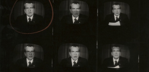 Série de fotos do discurso da renúncia de Richard Nixon em agosto de 1974. A confiança nas instituições governamentais tem caído há décadas, paesar do aumento na transparência - Larry C. Morris/The New York Times