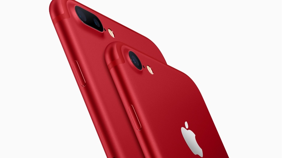 As edições em vermelho do iPhone 7 e iPhone 7 Plus, da Apple - Divulgação