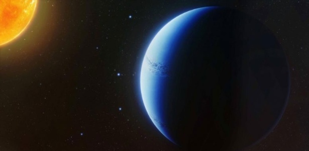 Versão artística do exoplaneta WASP-96b, que similar a Saturno em massa e 20% maior do que Júpiter - Engine House/Divulgação