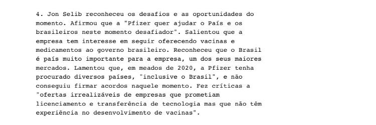 Conversa com embaixadora brasileira mostra interesse da Pfizer em firmar contratos com o governo federal - Reprodução - Reprodução